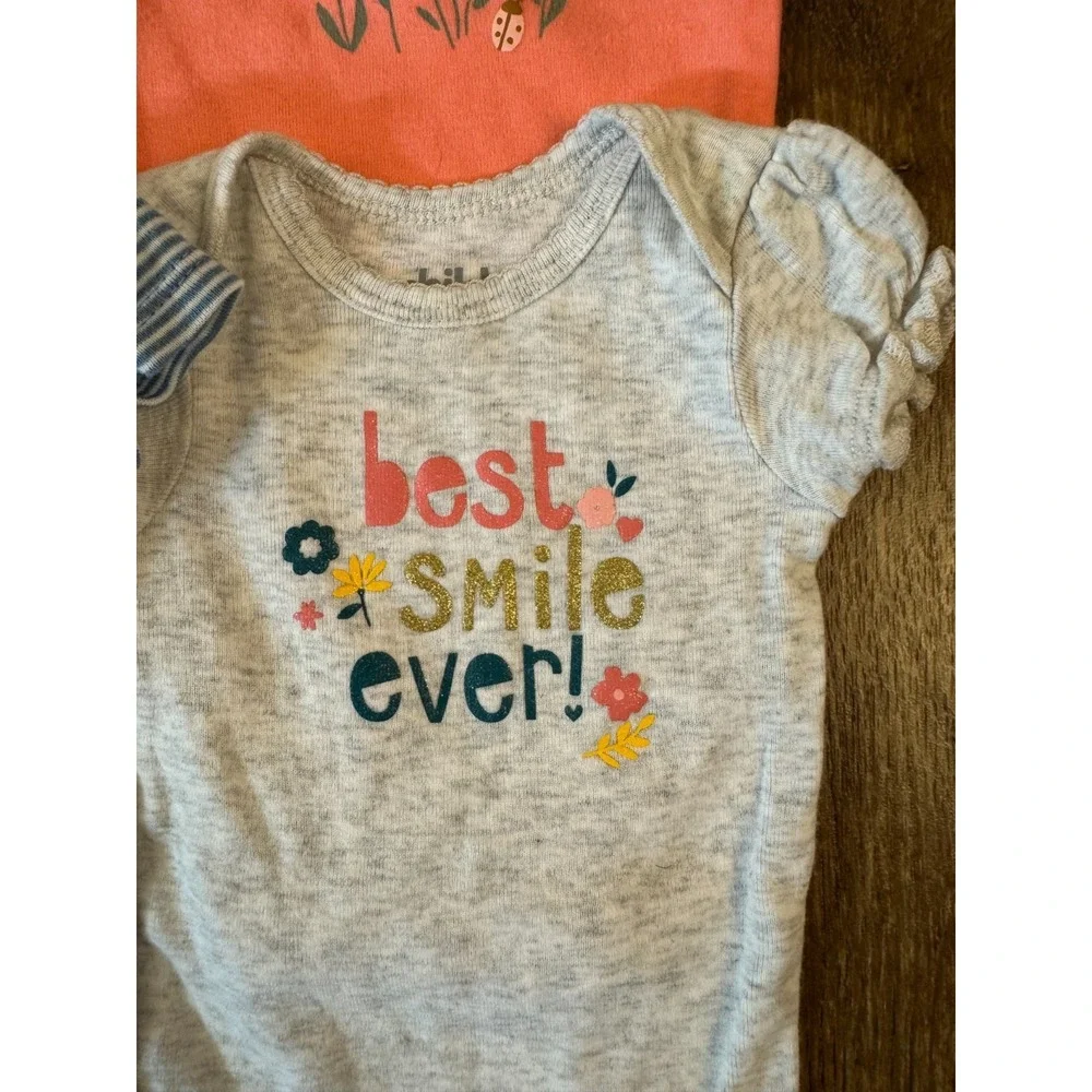 Carters Baby Girl Newborn Outfits Tee Shirts Bodysuits Clothes Smile Snuggles‎